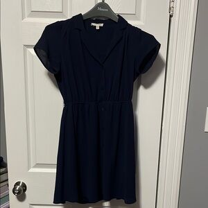 Navy Blue Women's Dress button up front and collar 
size medium